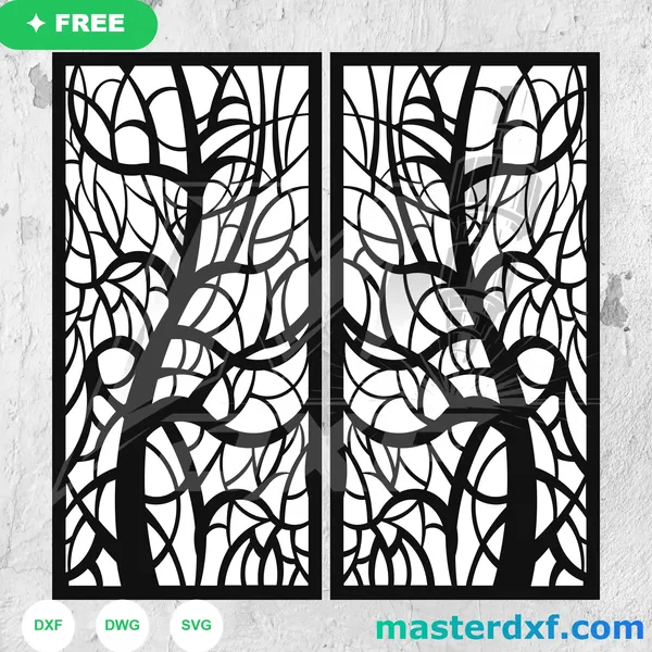 Stained-Glass Tree Branch DXF Panel for Laser-Cut Gates DXF File